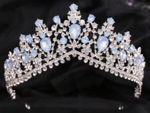 Corona gotitas diamantes celeste Fashion