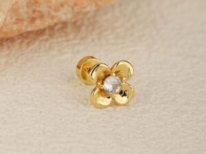 Arete flor circonia de acero inoxidable