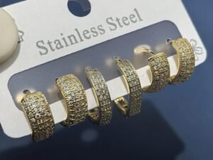 Argollas circonias incrustadas acero inoxidable