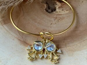 Pulsera personalizada dos dijes chapada en oro de 18k