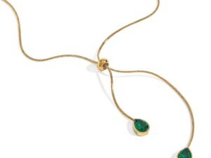 Collar cola de raton gota verde acero inoxidable chapado en oro de 18k (copia)