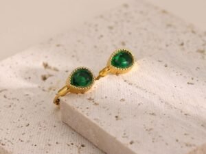 Set plateado collar fino y argollas zirconias acero inoxidable