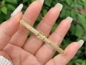 Aro Hebilla Pavé chapado en oro de 18k