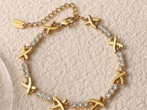 Pulsera xoxo con circonias acero inoxidable chapado en oro de 18k