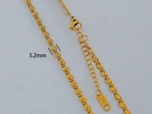 Cadena bizantina acero inoxidable chapado en oro de 18k