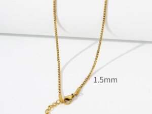 Cadena caja veneciana 1.5 mm de acero inoxidable chapada en oro de 18k
