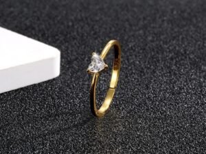 Anillo corazón circonia ajustable de Plata de Ley 925