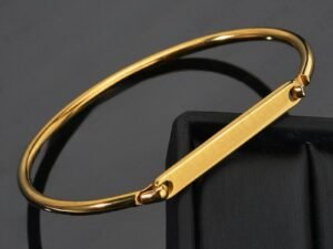 Aro placa lisa acero inoxidable chapado en oro de 18k