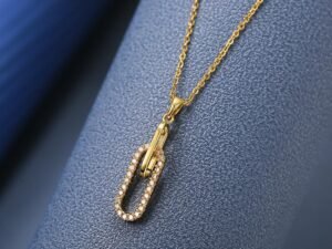 Collar estilo Tiffany & Co. acero inoxidable chapado en oro de 18k