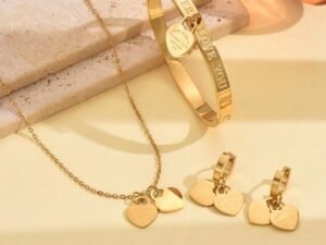 Set collar, aretes y brazalete estilo Return To Tiffany & Co. acero inoxidable