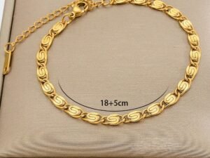 Pulsera bizantina acero inoxidable chapada en oro de 18k