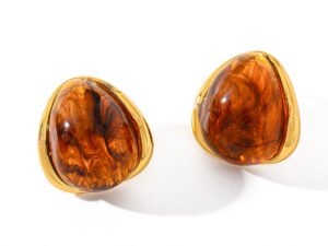 Aretes gota piedra Cafe acero inoxidable