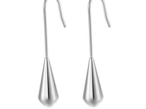 Aretes largos gota plateada