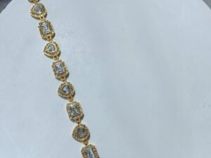 Pulsera corazon y rectangulos zirconias chapada en oro de 18k