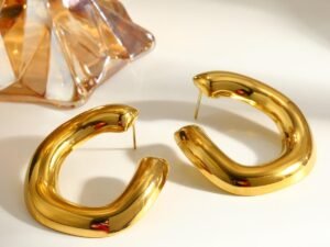 Aretes simi oval 4.25 cm acero inoxidable