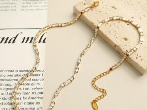 Gargantilla zirconias rectangulares 3mm acero inoxidable