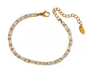 Pulsera zirconias rectangulares 3mm acero inoxidable