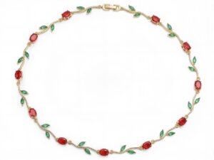 Collar estilo gargantilla tulipanes rojos