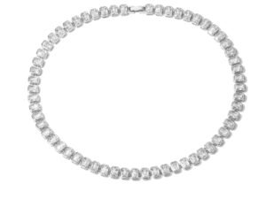 Collar rectángulos zirconias plateadas chapadas en oro blanco 18k