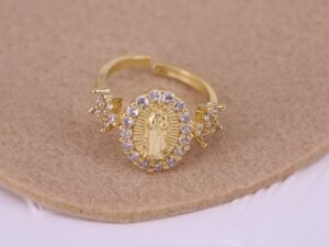 Anillo ajustable Vigen circonias chapado en oro de 18k