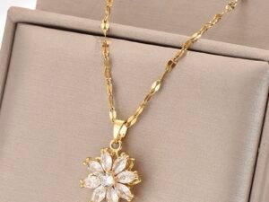Collar girasol giratorio ocho pétalos acero inoxidable