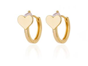 argolla pequeña corazon acero inoxidable chapado en oro de 18k