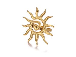 Anillo ajustable Sol acero inoxidable chapado en oro de 18k