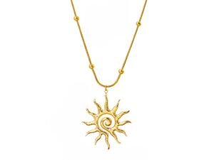 Collar bolitas sol acero inoxidable chapado en oro de 18k
