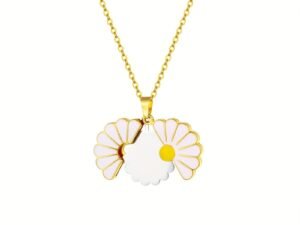 Collar margarita acero inoxidable chapado en oro de 18k