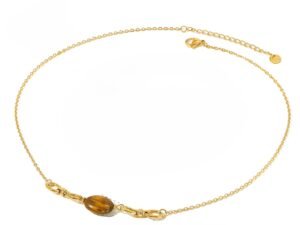 Collar cafe eslabones ovalados en medio acero inoxidable