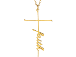 Collar Faith acero inoxidable chapado en oro de 18k
