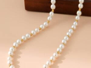Collar perlas 8mm acero inoxidable chapado en oro de 18k