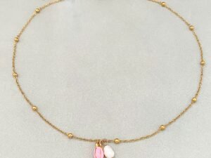 Collar tulipan rosado acero inoxidable