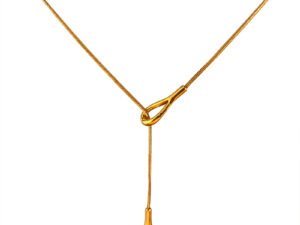 Collar corbatero gota larga acero inoxidable chapado en oro de 18k