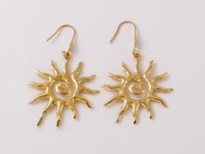 Aretes sol colgantes acero inoxidable chapado en oro de 18k