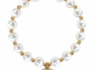 Pulsera perlas corazón MOM acero inoxidable chapado en oro de 18k