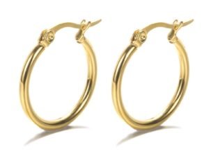 Argollas lisas 4cm acero inoxidable chapado en oro