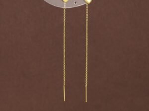 Aretes corazon cadena larga acero inoxidable chapado en oro