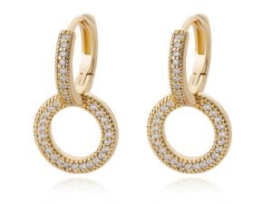 Argollas de circonitas acero inoxidable chapado en oro
