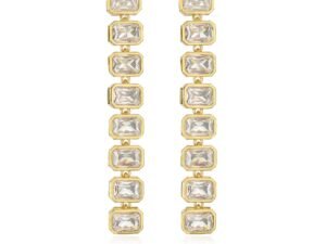 Aretes largos rectangulares chapado en oro de 18k