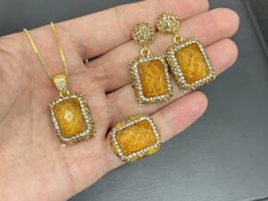 Set miel con circonias Chapado en oro de 18k